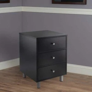 Winsome Accent Table W/ Three Spacious Drawers Daniel Metal Accents Black Finish - Picture 1 of 4