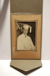 Vintage 3x5 Portrait of Young Graduate in Decorative Stand Up Folder  - Picture 1 of 1