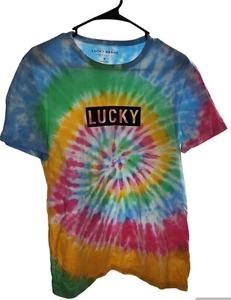 Lucky Brand T Shirt Womens Med Multicolor Spiral Tie Dye Round Neck Short Sleeve - Picture 1 of 3