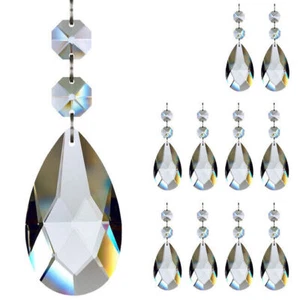 1×Clear Glass Crystal Prism Tear Drop Pendant JewelryChandelier DIY Decoration - Picture 1 of 9