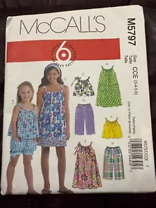 ⭐️McCalls Schnittmuster 5797 Kleinkind Mädchen Oberteil Kleid Shorts Hose Gr. 3-6 UNGESCHNITTEN - Bild 1 von 2