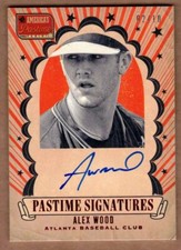 2013 PANINI AMERICA'S PASTIME PASTIME SIGNATURES RED ALEX WOOD #2/10