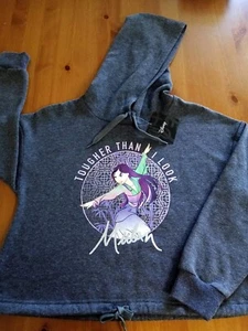 BNWT Size 10 Girls Disney Mulan Charcoal Hoodie Jacket Top Tougher Than I Look - Picture 1 of 5