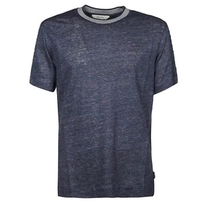 ERMENEGILDO Z ZEGNA Linen T-Shirt Short Sleeve Jersey Navy Blue S - Picture 1 of 3