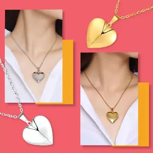 Top Quality Women 18K Gold Plated Silver Puffed Heart Locket Pendant Necklaces - Picture 1 of 11
