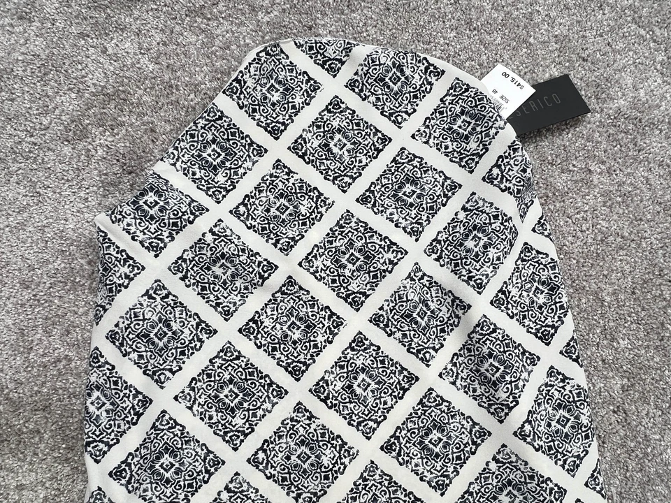 Falda Peserico Mujer Talla 40 Estampado Azul Blanco Patrón Midi Lápiz Nueva Etiqueta Italia Foto 1 de 4