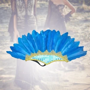 Feather Headdress Photo Props Fashion Chief Indian Hat for Halloween Mardi Gras - Picture 1 of 5