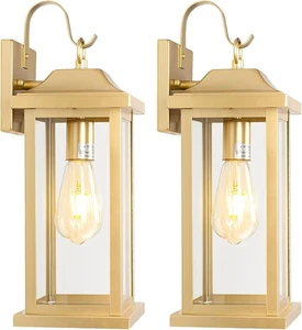 17 Inch Large Gold Outdoor Sconces Wall Lighting (2 Pack) - Picture 1 of 10