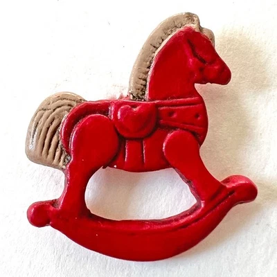 Vintage Red Rocking Horse Shaped Studio Button 1-3/16” - Image 1 of 4