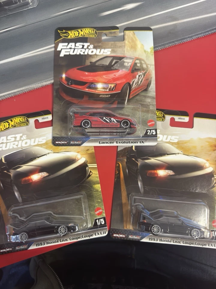 Honda Civics 1993 Hot Wheels Premium Fast & Furious Lancer Evolution IX y 2 Foto 1 de 1