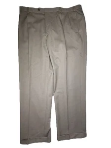 Brooks Brothers Madison Fit Mens 40x30 Beige Pleated Dress Pants Trousers Cuffed - Picture 1 of 6