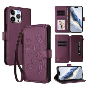 For Motorola Infinix Zipper Leather Flip Card Wallet Case Bag Stand Phone Cover - Picture 1 of 24