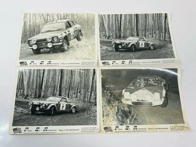 4 fotos 8x10 1974 Press on Regardless RALLY OF MICHIGAN SCCA Marlboro Lancia Foto 1 de 4