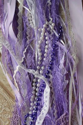 Craft Project 48" Fiber Strands Mixed Media Lot Thread Yarn Ribbon Lace - CHOICE - Image 1 of 4