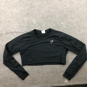 Gymshark Sweatshirt Women Small Blue White Logo Crew Neck Cropped Pullover Gym - Picture 1 of 10