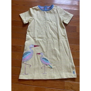Joules Dress Girls Size 7Y Yellow Striped Rosalee Flamingo Applique Casual NWT - Picture 1 of 6