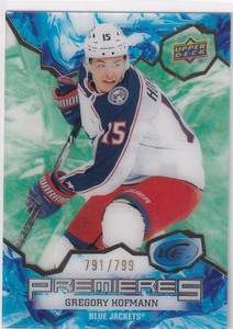 2021-22 UPPER DECK ICE PREMIERES ROOKIE GREEN #169 JACKETS GREGORY HOFMANN /799