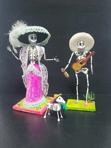 Day of The Dead Mexican Paper Mache Folk Art Skelton Figure Catrina Victoria Lot - Picture 1 of 23