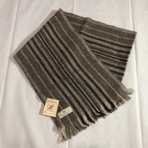 60” x 10” Tweedmill Pure Jacob Wool Fringed Striped Scarf British Made Gray - Picture 1 of 5