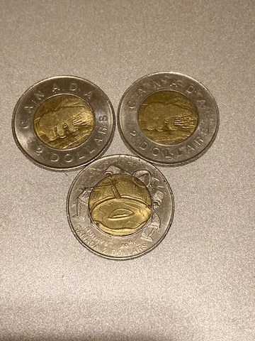 Lot of 3, Canadian $2 Two 2 Dollar Coins Cover