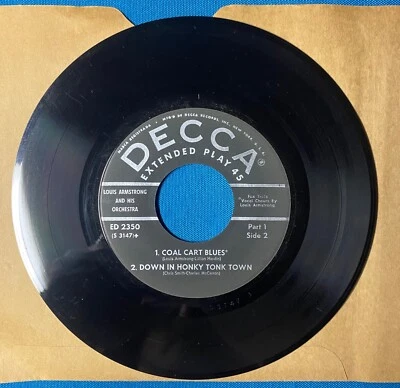 45 Rpm Record LOUIS ARMSTRONG Decca ED 2350 Coal Cart Blues Near Mint - Image 1 of 2