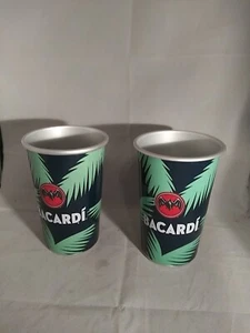 Bacardi Palm Tree Green Metal Bar Tumbler Cups 5in..New Condition - Picture 1 of 3