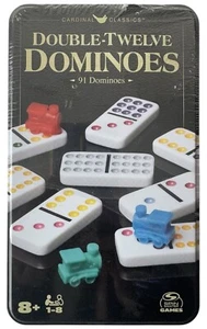 Cardinal Classics Doble Doce Dominó Set Almacenamiento Tin Spin Master Juegos Nuevo - Imagen 1 de 8