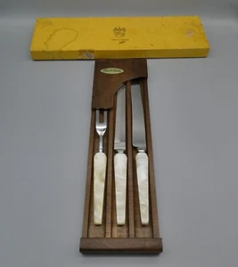 Juego de tallado vintage MCM Washington Forge imitación mop asas de perlas caja de almacenamiento de madera - Imagen 1 de 24