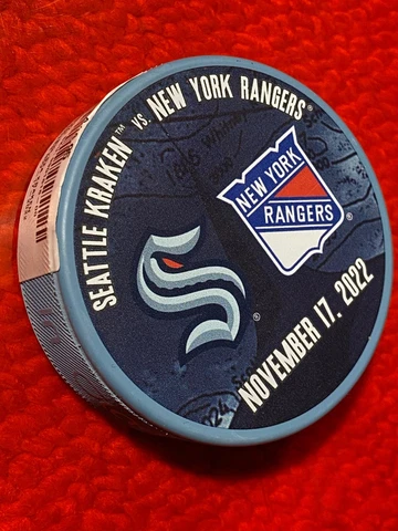 SEATTLE KRAKEN New York Rangers Matchup Game PUCK 11/17/22 1st OT Home Win!! Cover