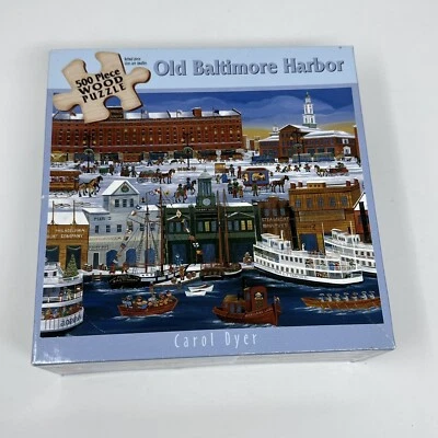 Old Baltimore Harbor 500 Piece Wood Puzzle 2002 Carol Dyer Sealed - Image 1 of 4