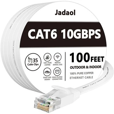 Cat 6 Ethernet Cable 100 ft, Outdoor&Indoor, 10Gbps Support Cat8 Cat7 Network... - Image 1 of 4