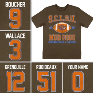 SCLSU Mud Dogs Football The Waterboy 1998 Adam Sandler Bourbon Bowl Jersey Shirt - Picture 1 of 11