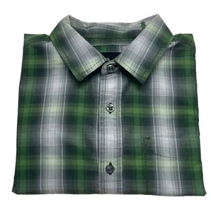 NUEVA Camisa a Cuadros PrAna para Hombre Verde Gris Algodón Mangas Cortas con Botones Talla Pequeña - Imagen 1 de 12