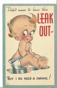POSTCARD "DIDN'T MEAN TO HAVE THIS LEAK OUT" GREETING CARD - Bild 1 von 2