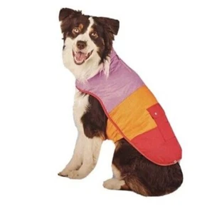 Target Lego Collection ColorBlock Dog Puffer Coat Orange Pink Red Lg Apparel - Picture 1 of 7