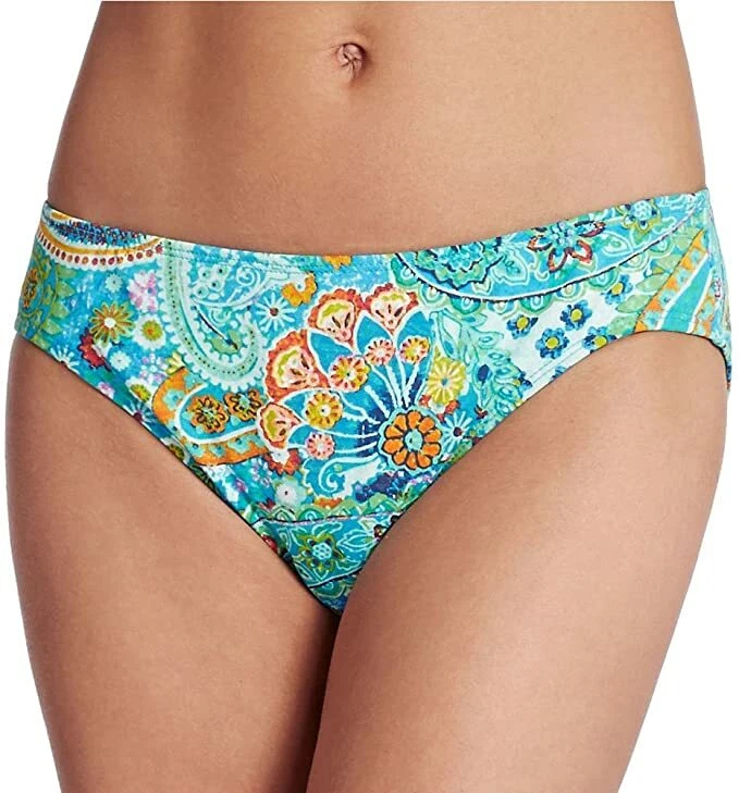 RALPH LAUREN MALDIVES PAISLEY HIPSTER SWIM BIKINI BOTTOM TURQUOISE BLUE SIZE 12 - Image 1 of 1