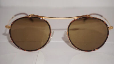 Gafas de sol HENRY JULLIEN HJYALEC C56 redondas doradas borde negro marrón espejo 47 20 145 Foto 1 de 4