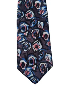 Pietro Di Como 100% Silk Neck Tie Plum w/Black Multi Abstract Custom Made 4”x55” - Picture 1 of 5
