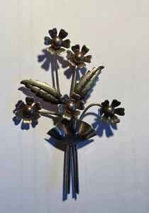Vintage ENZELL SIGNIERT STERLINGSILBER GOLDFARBEN FLORAL BLATT BROSCHE 3 1/2’ - Bild 1 von 11