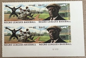 US Scott 4465-4466 2010 Plate Block Negro Leagues Baseball 44c VF/XF MNH - Picture 1 of 3