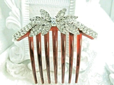Austrian Crystal Rhinestone Wedding French Hair comb, Black Tie Gala Hair Comb - Image 1 of 4