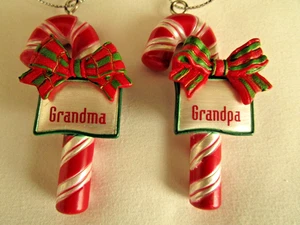 GANZ - GRANDMA & GRANDPA Candy Cane Ornaments - NEW - Picture 1 of 4