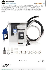 High-End DEF PUMP DEF Transfer Pump Kit 110 Volt AC 10 GPM *DAMAGED* - Picture 1 of 9