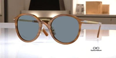 Óculos de sol unissex PERSOL PO3309S 960 56 listrado marrom azul claro 51 mm - Imagem 1 de 2