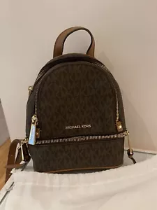 MICHAEL KORS RHEA MINI LOGO BACKPACK  BROWN RRP £275 - Picture 1 of 15