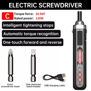 Portable Rechargeable Cordless Electric Screwdriver Drill USB Charge Power Tool - Picture 1 of 22