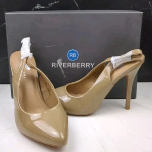 Riverberry Lucy-01 Women's Slingback Heel, Tan PU, sz 8.5M - Picture 1 of 10