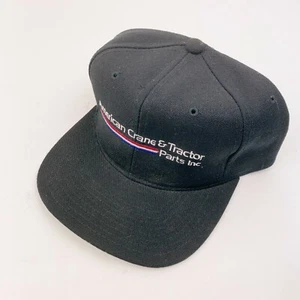 Vintage Yupoong American Crane & Tractor Parts Black Snapback Trucker Hat Cap - Picture 1 of 9