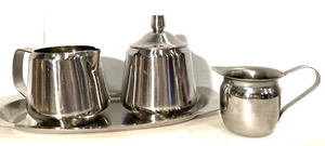 Vintage Oneida 18/8 Stainless Steel Cream & Sugar Set With Tray, Beautiful! - Picture 1 of 11