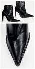 ZARA Women Ankle Boots 7.5 (38)Black Pointed Rhinestone Embellished Accent Heels